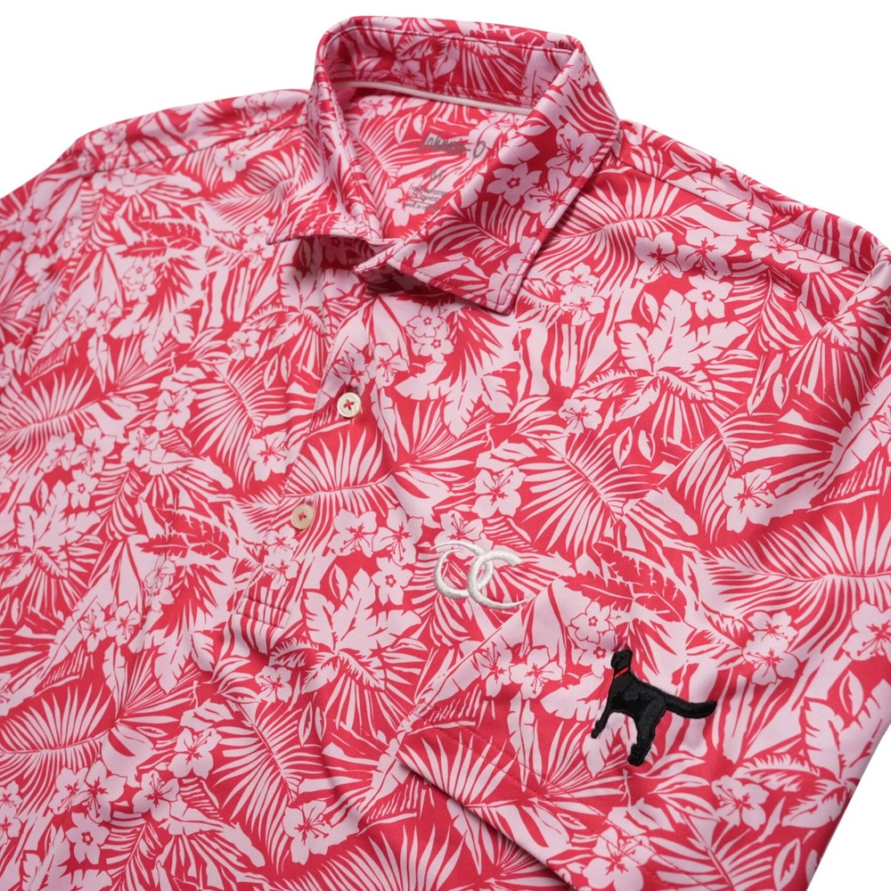 Johnnie-O Floral Golf Polo Shirt Mens Medium Strawberry Pink Floral JMPO2840